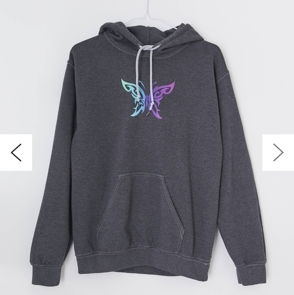 𝅺NWT Urban Outfitters Neon‎ Butterfly Hoodie - Picture 2 of 4